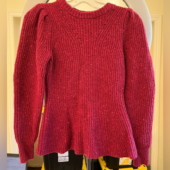 La Vie Rebecca Taylor Red Ribbed Peplum Sweater - Picture 10 of 16